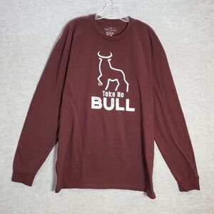 Cody James Men T-Shirt XL Red Take No Bull‎ Graphic Print Long Sleeve Pullover